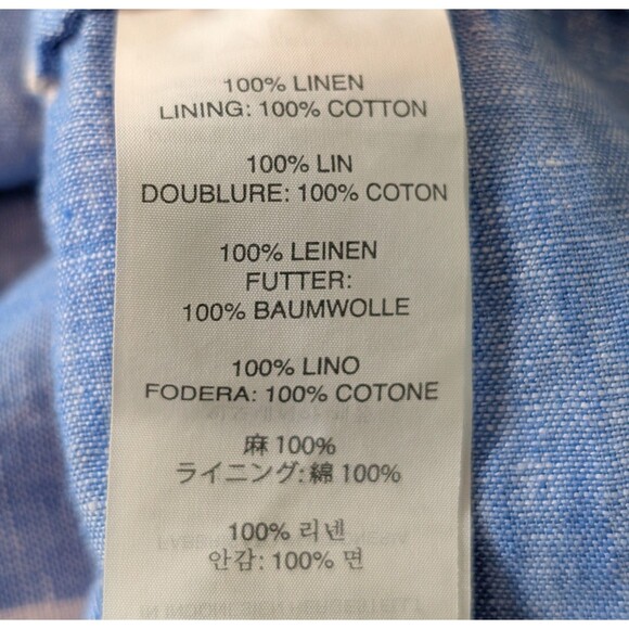 J Crew Size L Linen Maxi Dress Blue Striped Relaxed Beachy Coastal - Picture 8 of 11